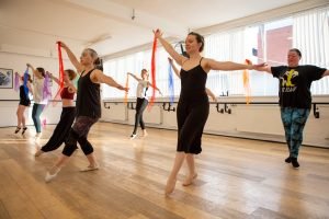 Ingrid Gooch leading an adult ballet class at Hype Dance, Sheffield