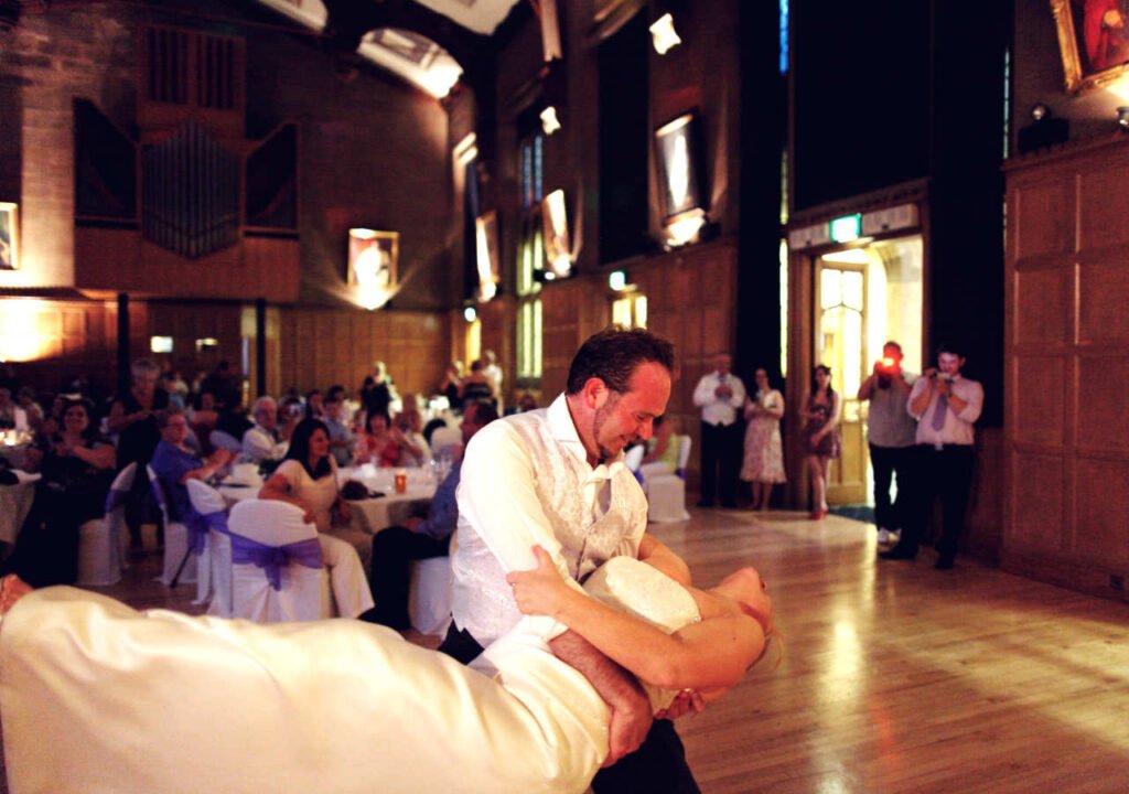 A couple dancing their first wedding dance